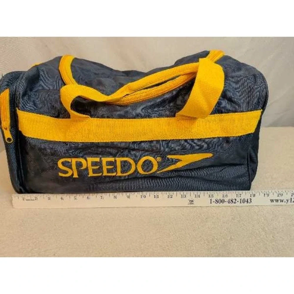 Speedo Duffle Bag Navy Yellow Gym Travel Sportswear Tote Small